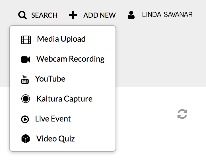 Media Upload menu option
